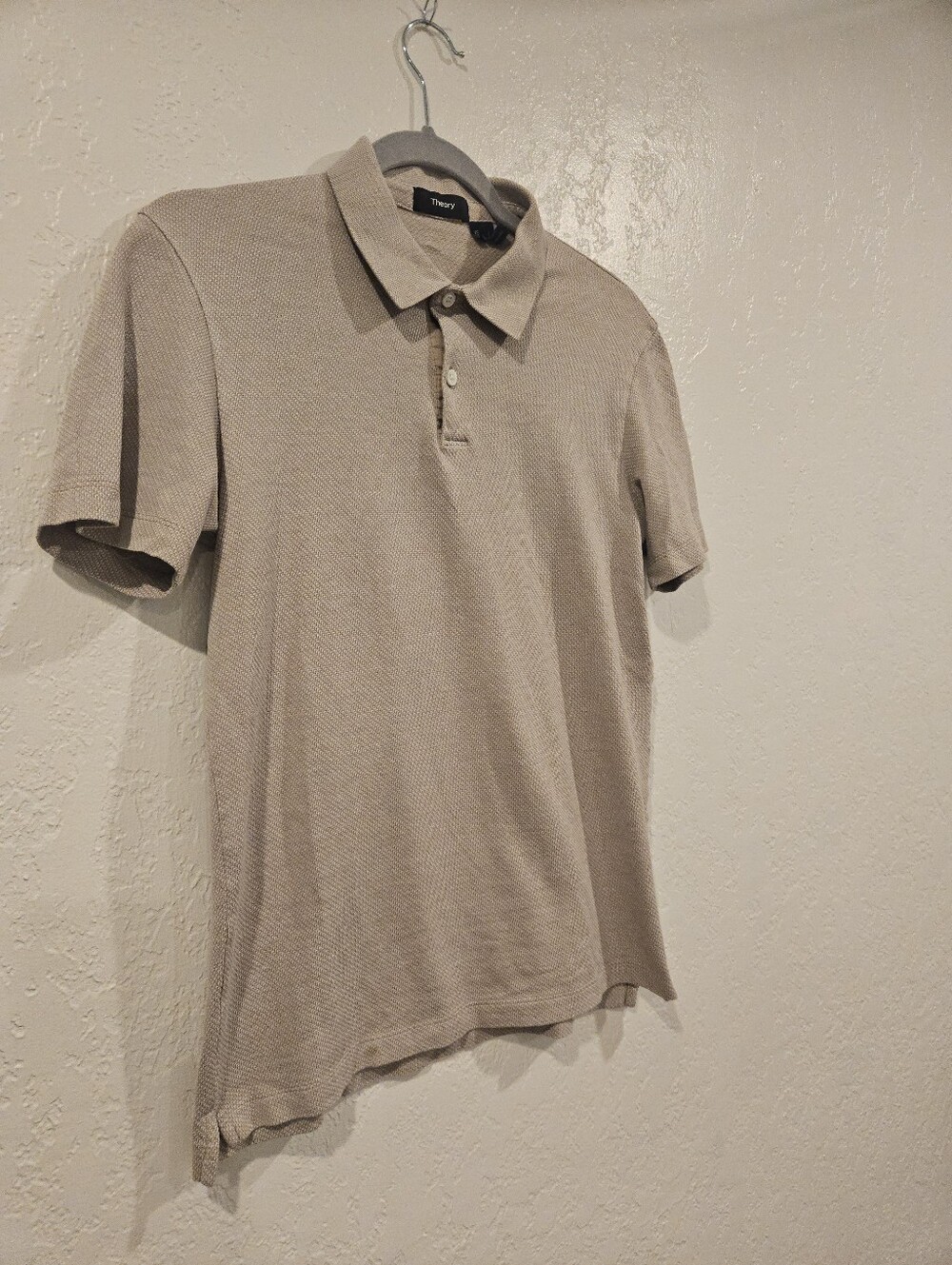 Theory Mens Bundle Of 2 Polo Shirts Size XS Balsam Green And Beige Made In Peru.